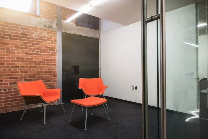 Meeting nook with brick wall